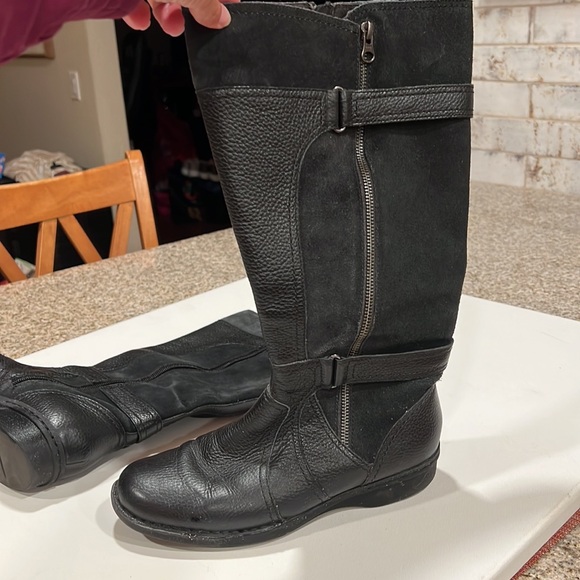 CLARKS Women’s Whistles Whey Black Zip Up Riding Boots Leather & Suede 8.5M - Picture 8 of 13